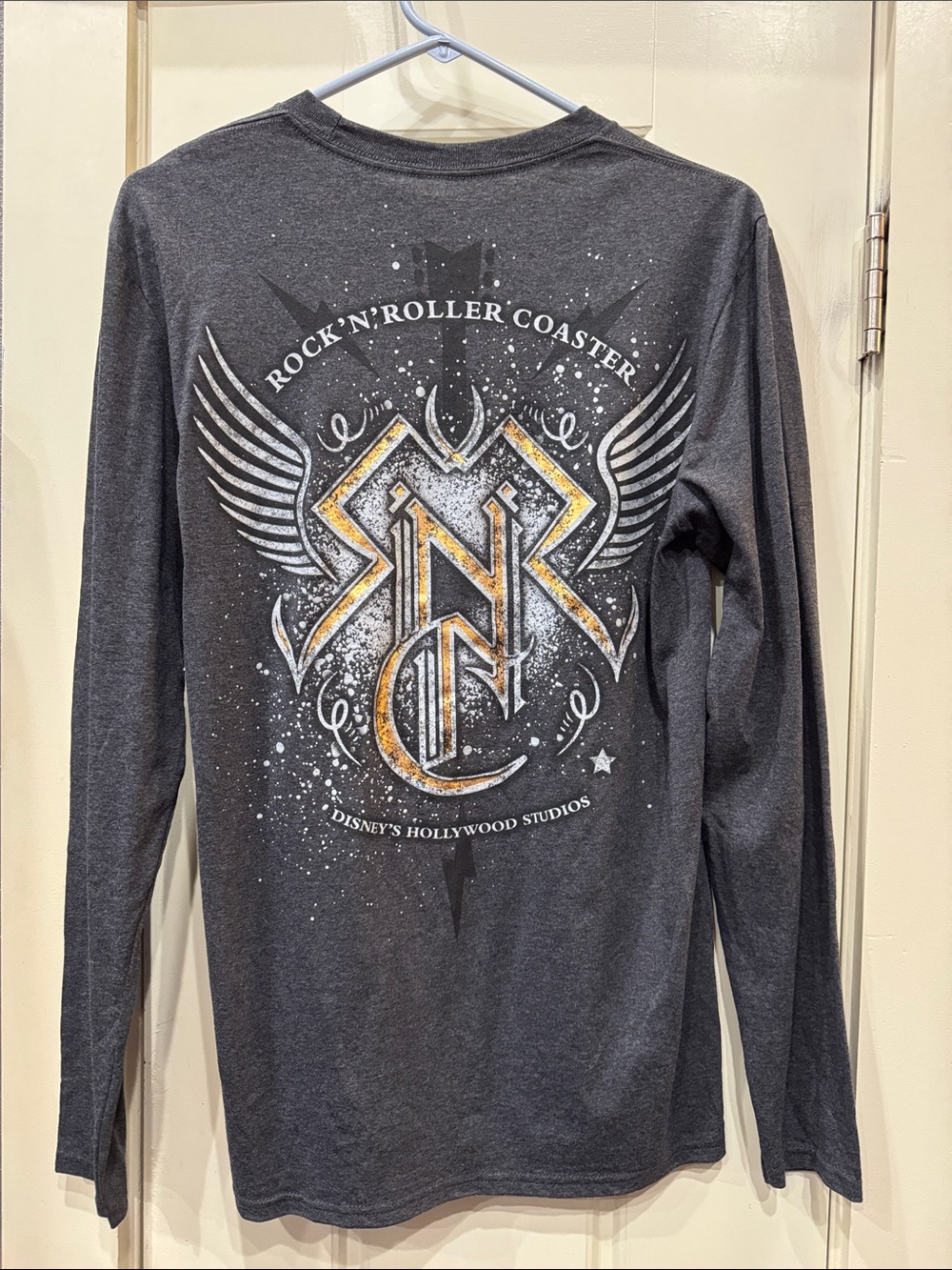 Disney Charcoal Long-Sleeve Rock 'n' Roller Coaster Graphic Shirt